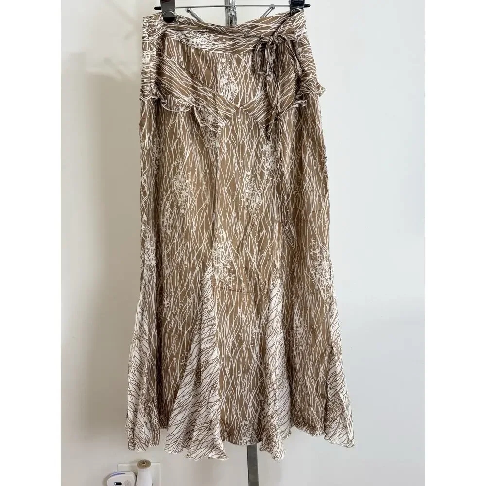 Anna Sui Anthropologie Maxi Skirt Brown Boho Prairie Fairycore Cottagecore 10